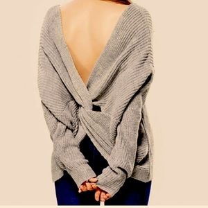 🌧️NWOT Ella Blu Boutique Twist-back Sage/Cream tie-dye Pullover Knit Sweater🌧️